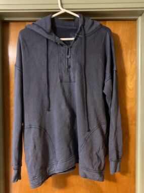 Aerie Blue Oversized Hoodie Sweatshirt with Buttons Size XS
